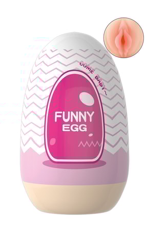 Cinta masturbadora reutilizável funny egg - Rosa e branco - 7cm