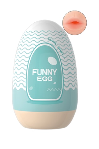 Cinta masturbadora reutilizável funny egg - Azul e branco - 7 cm