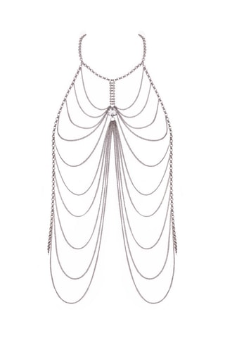 Corrente de corpo com pedras decorativas - Prateado