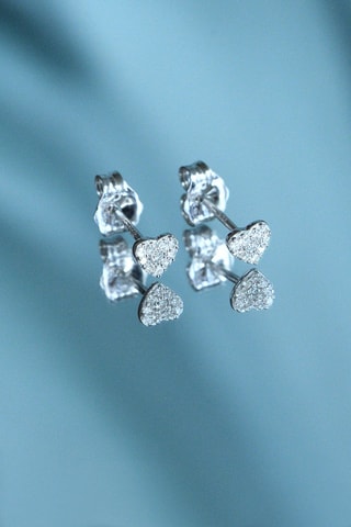 Puces Cœurs diamond - Or blanc et diamants