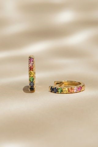 Créoles Colorful Love - Or jaune et saphirs