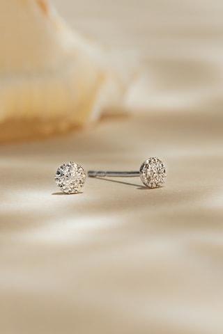 Puces Round Stud - Or blanc et diamants