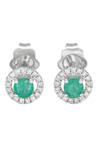 Puces Yesenia - Or blanc, émeraude et diamants