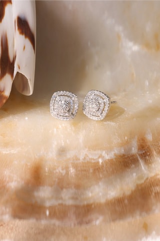 Puces Carré richesse - Or blanc et diamants