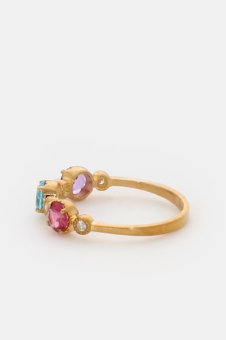 Bague Astral - Or jaune, topaze, améthyste et tourmaline