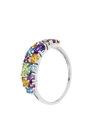 Bague Bubble rainbow - Or blanc, diamant et pierres naturelles