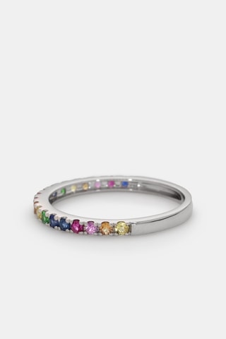 Bague Colorful Love - Or blanc, émeraudes, rubis et saphirs