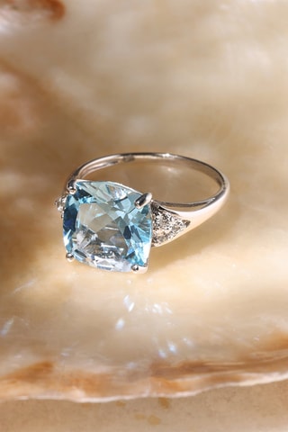 Bague Blue Light - Or blanc, topazes et BT