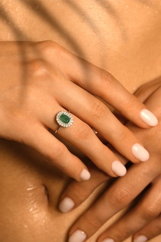 Bague Adaman - Or blanc, diamants et émeraude