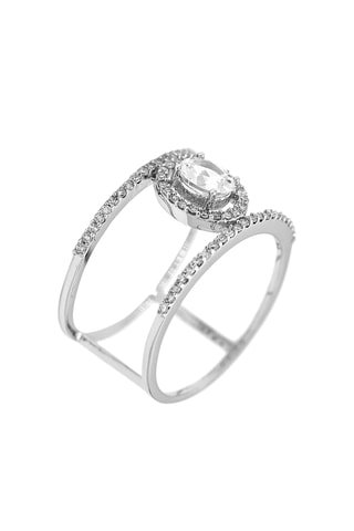 Bague Royaume -  Or blanc, diamants et topaze