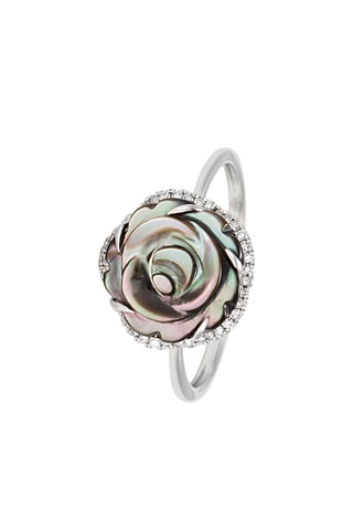 Bague Diamond's Rose Or blanc, diamants et nacre