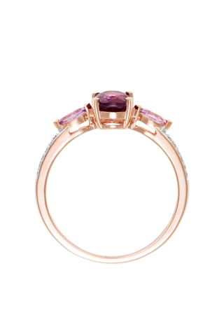 Bague - Or rose, diamants, saphirs et rhodolite