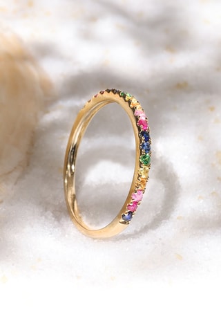 Bague Colorful Love - Or jaune, émeraudes, rubis et saphirs