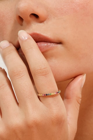 Bague Colorful Love - Or jaune, émeraudes, rubis et saphirs