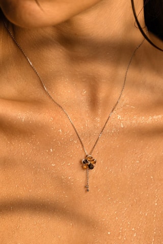 Pendentif Noor - Or blanc, diamants, citrines et quartz