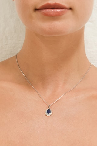 Pendentif Soleil Bleu - Or blanc, topazes et saphir