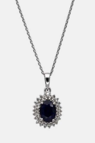 Pendentif Soleil Bleu - Or blanc, topazes et saphir