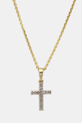 Pendentif Croix du bonheur - Or jaune et diamants