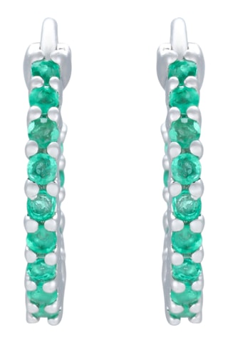 Créoles Lou - Or blanc et émeraudes