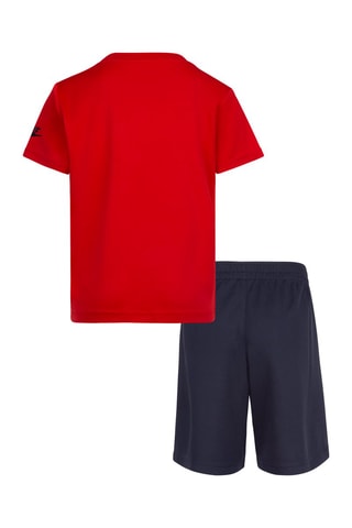 Tshirt et short - Blanc, noir, rouge et bleu