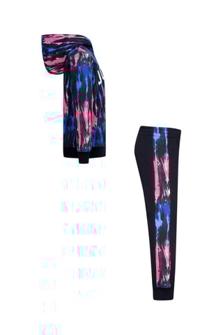 Sweat à capuche tie and dye et jogging polaire - Blanc, noir, bleu et rose