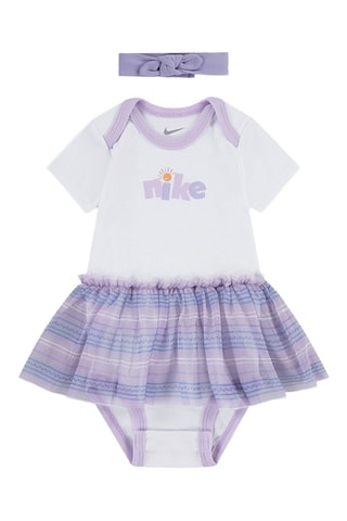 Body-robe et bandeau - Blanc, bleu et violet