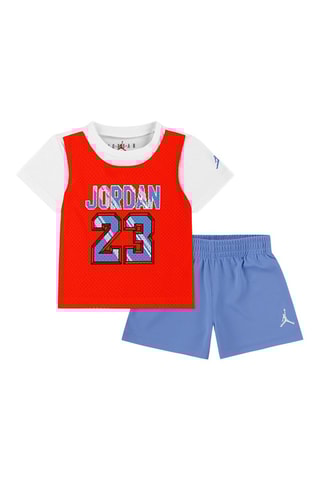 Tshirt trompe l’œil et short - Blanc, rouge et violet