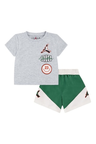 Tshirt et short Jumpman Stacked Play - Blanc, vert et gris