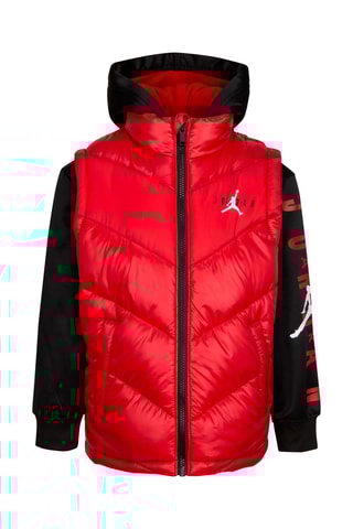 Doudoune à capuche - Blanc, noir et rouge