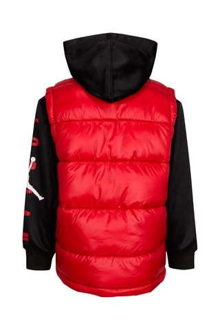 Doudoune à capuche - Blanc, noir et rouge