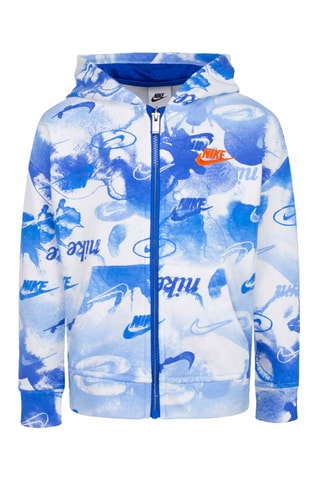 Sweat à capuche - Blanc, bleu et orange