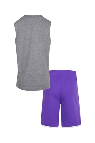 Débardeur et bermuda - Blanc, orange, violet et gris