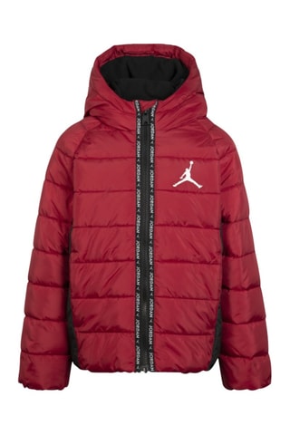 Doudoune à capuche - Blanc, noir et rouge