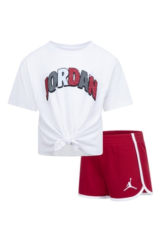 Tshirt noué et short Jumpman - Blanc et rouge