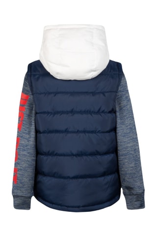 Veste bi-matière - Blanc, bleu et gris