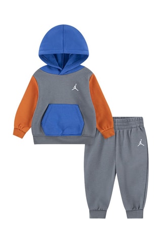 Sweat à capuche et pantalon polaires - Bleu, marron et gris