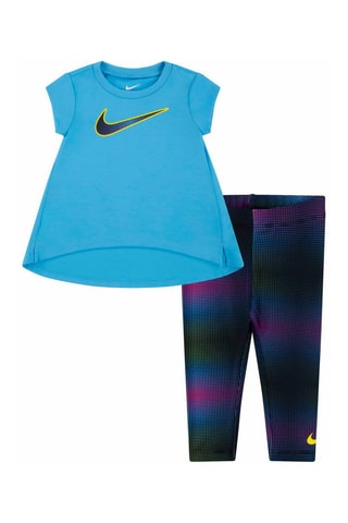 Tshirt et legging - Noir, bleu, vert et rose