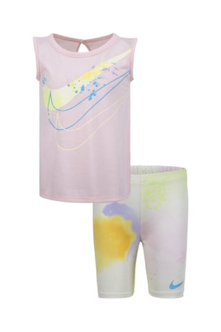 Tshirt sans manches et cycliste tie and dye Just Diy It - Blanc, jaune et rose