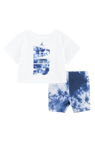 Tshirt et short de cyclisme tie and dye Cloud - Blanc et bleu