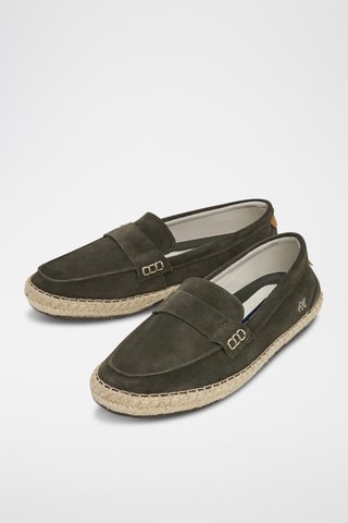 Mocassins en nubuck - Vert