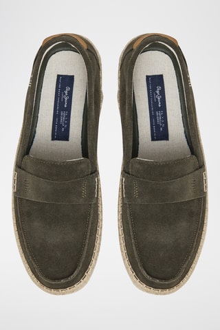 Mocassins en nubuck - Vert