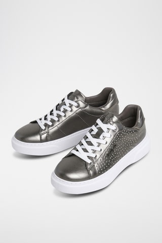 Baskets plateformes en cuir - Gris métallisé