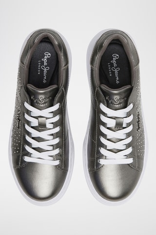Baskets plateformes en cuir - Gris métallisé