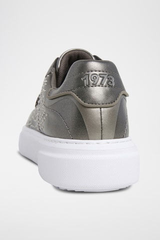 Baskets plateformes en cuir - Gris métallisé