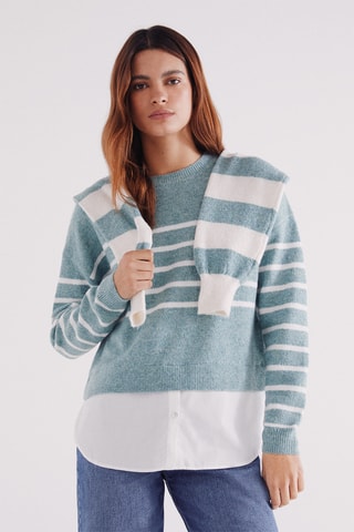 Pull trompe-l’œil - Vert clair