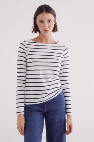 Top - Blanc et bleu marine