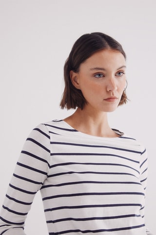 Top - Blanc et bleu marine