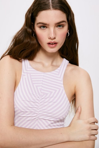 Robe drapée Mauve et blanc