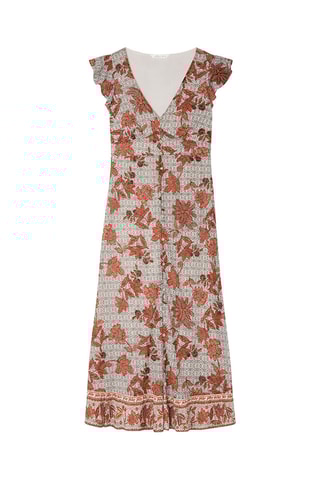 Robe chemise - Beige et rouge