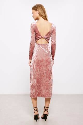 Robe midi en velours - Rose